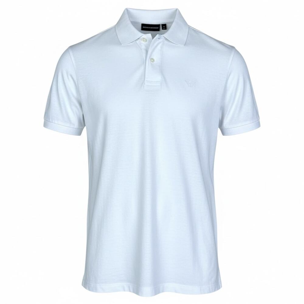 Emporio Armani White Cotton Men's Small Polo Shirt $225 Retail Casual Preppy